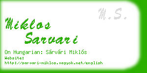 miklos sarvari business card