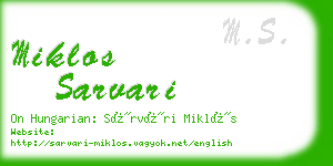 miklos sarvari business card